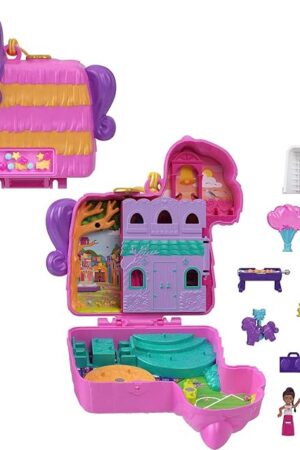 The Polly Pocket Compact Playset, Pinata Party with 2 Micro Dolls & Accessories, Travel Toys with Surprise Reveals