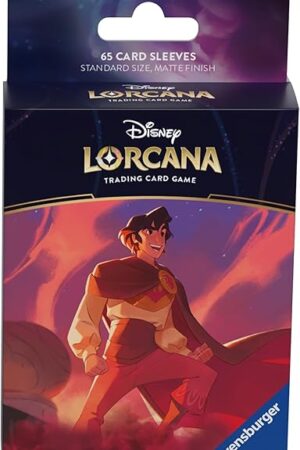 The Ravensburger Disney Lorcana TCG Card Sleeves Featuring Aladdin – Heroic Outlaw by Nicholas Kole | 65 Protective Sleeves for TCG Decks | Ages 8+