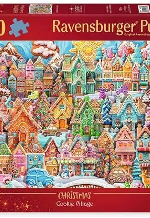 The Ravensburger - Christmas Cookie Village - 1000 Piece Jigsaw Puzzle - Piece Together an Entire Gingerbread City - Stunning Detail - Premium Quality - Ages 12+