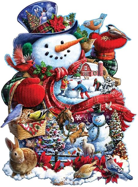 The Bits and Pieces – 750 Piece Jigsaw Puzzle for Adults – Happy Holiday Snowman - Christmas Jigsaw Puzzle by Artist Larry Jones, Completed Puzzle Size: 20" x 27"