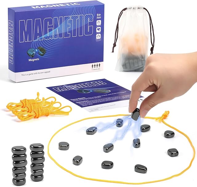 The Magnetic Chess Game,24 Stones, 3 String & Portable Storage Bag, Strategy Board Game for Family Night, Use for Kids Adults (Age 9+)