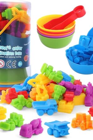 The RAEQKS Counting Sorting Toys Matching Stacking Games with Bowls Sensory Preschool Learning Activities Educational Montessori Stacking Toy Gifts Sets for Kids Aged 3 4 5 Years Old Boys Girls