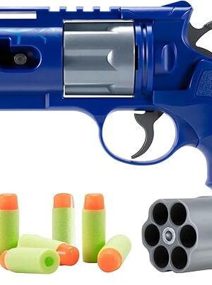 The REKT Jury Revolver Foam Dart Blaster Pistol Gun, Blue