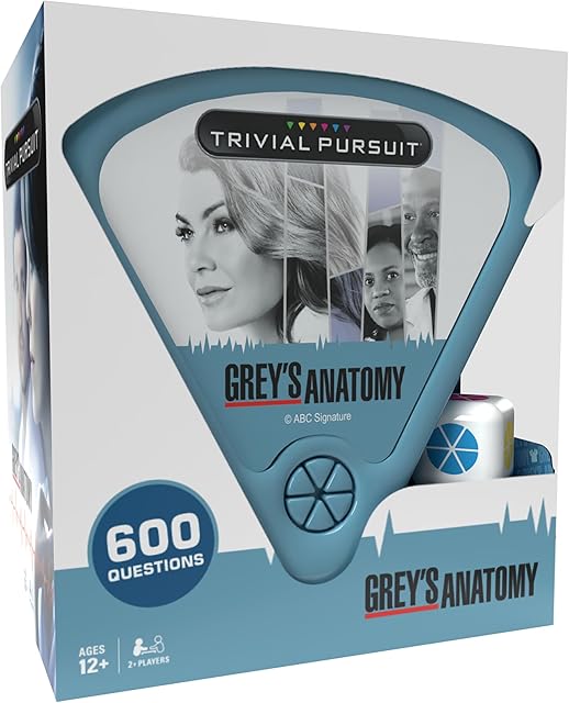 The Trivial Pursuit Grey's Anatomy, Trivia Game from The Hit Hospital Drama TV Series, 600 Questions & Die in Travel Container, Officially Licensed Grey's Anatomy Merchandise & Collectible
