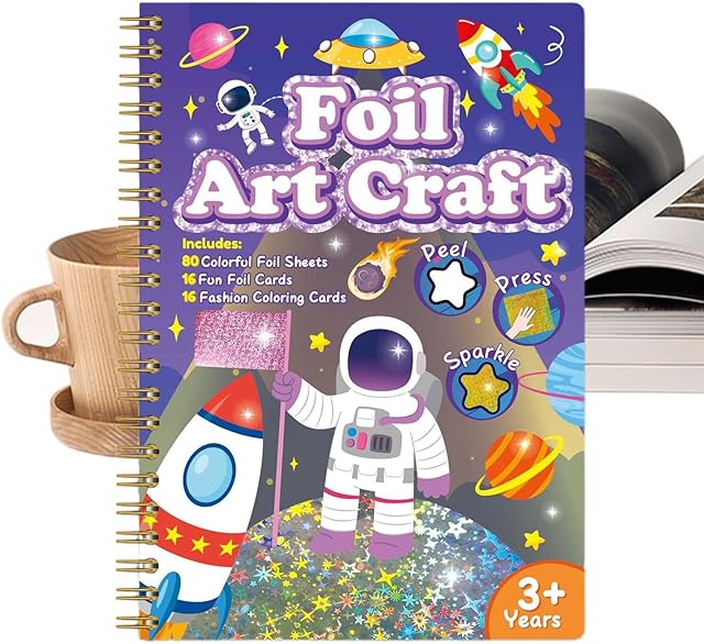 The Christmas Foil Craft Kit, 10.04 Inch Child Peel and Press Foil Arts Set for Creative Learning, Fun Crafting Activities with Colorful Sheets, Kids Art Supplies for Teens, Girls, Boys, Family Projects