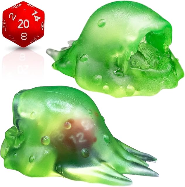 The Slime Monster Gelatinous Cube Dice Jail | Squishy & See-Through | + Free Die | Prison Cage for Dungeon Parties | Miniature Accessories DND Gifts | Dungeon Masters, DMS & TTRPG Players Gaming