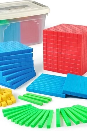 The Plastic Base Ten Blocks Set,Maths manipulatives for 2nd Grade classrooms.Place Value Blocks,Counting Cubes to Help Kids Learn Maths (1)