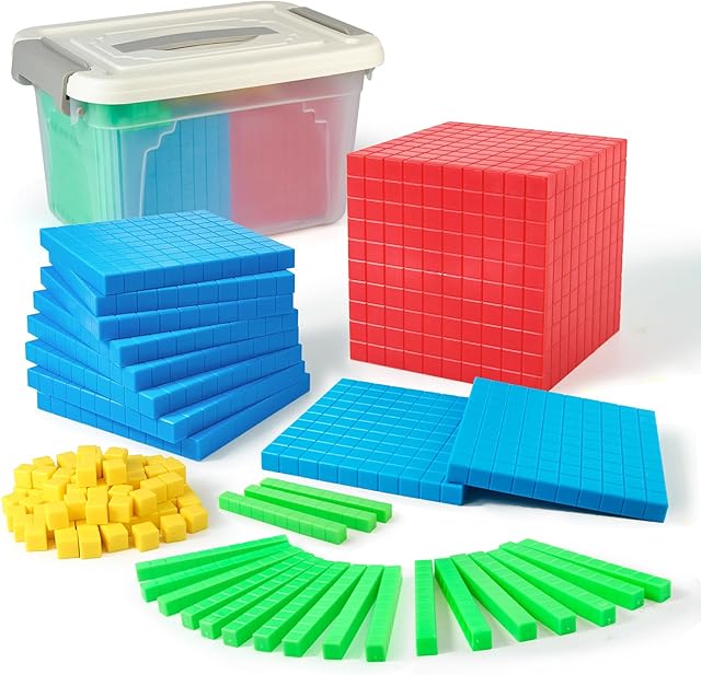 The Plastic Base Ten Blocks Set,Maths manipulatives for 2nd Grade classrooms.Place Value Blocks,Counting Cubes to Help Kids Learn Maths (1)