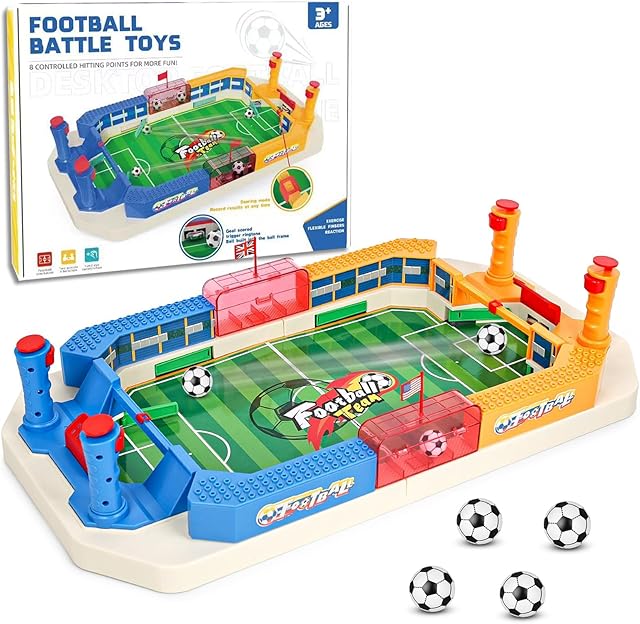 The Desktop Foosball Game Set - Mini Soccer Shootout for Adults, Kids & Family Fun - Party Night & Travel - Children's Day & Birthday Gift