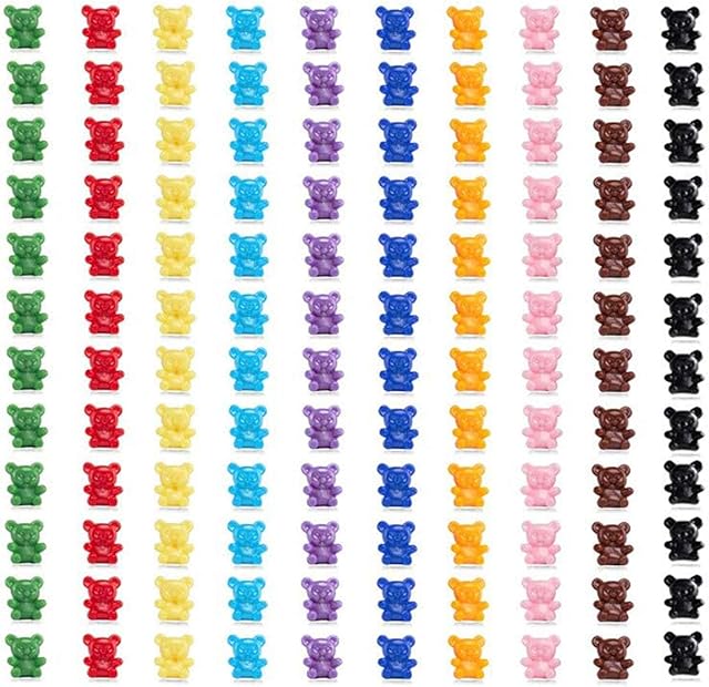 The 200 PCS Mini Baby Bear Counters,Plastic Bears,Small Counting Classification Bear Counter Children Education Learning Number Color Recognition Toy,10 Colors(0.55 x 0.62 in)