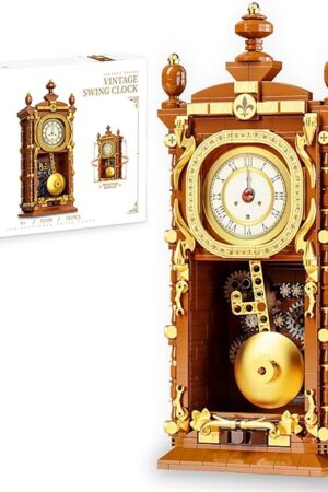The Retro Swing Clock Building Blocks Set, Vintage Pendulum Clock with Functional Clock Mechanism Model Kit, Creative Gift Toys for Adults Kids 8+ (751 Pieces)
