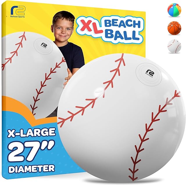The Large Beach Ball - New 8-Panel Design for Enhanced Durability and Ultra Round Shape - Best Big Beach Ball For Kids & Adults - 3X Thickness Material to Withstand Rough Play - Top Pool Party Hit of 2025