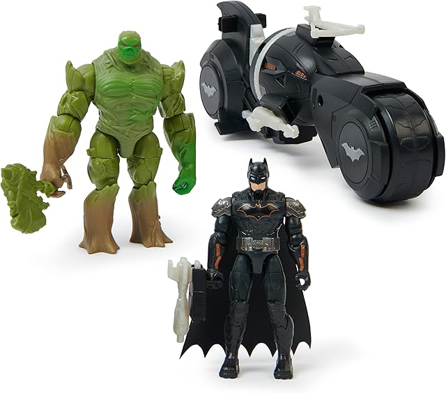 The DC Comics, Batman and Swamp Thing Armory Attack Batcycle Set, Exclusive Armored Batman and Swamp Thing Action Figure with Accessories, Kids Toys for Boys and Girls Ages 4 and Up