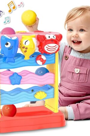 The Pound A Ball Toys for 1 2 3 Years Old Girls, Toddler Musical Montessori Toy for 6-12-18-24 Months, Interactive Toys with Light & Sound,Christmas Birthday Gifts for Baby Age 1-2 Years Old