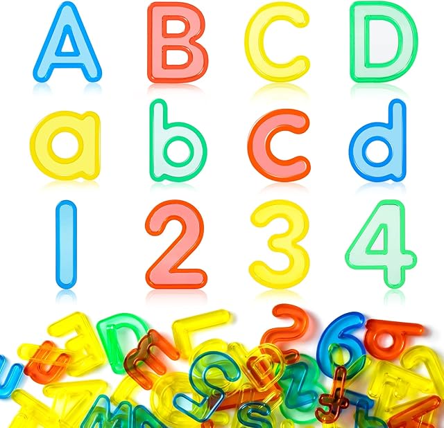 The 66 Pcs Translucent Letters and Numbers – About 2 Inches - Plastic Alphabet Letters for Kids – Ideal for Light Table Activities, Counting & Spelling Fun