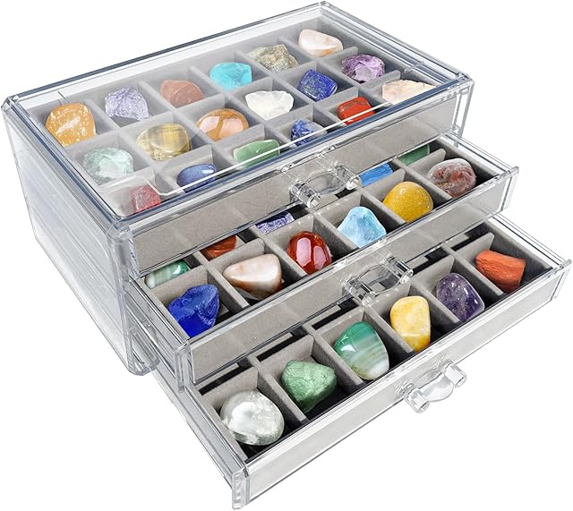 The Rock display case,rock collection box,crystal display shelf,rock collection box for kids,crystal display case,gemstone display case,fossil display case,rock collection display case