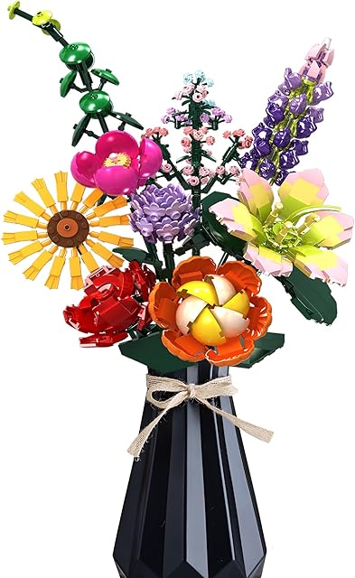 The Flowers Bouquet Building Toy, Flower Botanical Collection Building Set for Kids, Girls, Women - Office, Home Decor Gift for Mother's Day, Valentine's Day, Birthday, Christmas - 845PCS