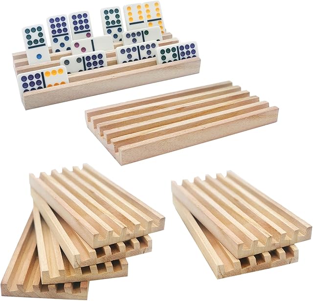 The Wooden Domino Trays/Racks Set of 8 Mexican Train Domino Trays/Racks Double 12 Tiles Holders Rack Domino Tiles Holders Domino Wood Holder? Dominoes not Included】