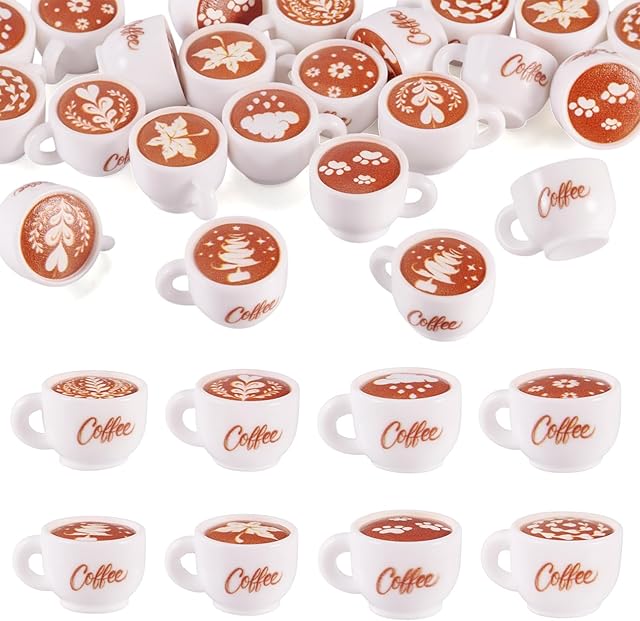 The Craftdady 24pcs Mini Coffee Cup Resin Dollhouse Miniature Drink Food Coffee Mug Lovely Tableware Coffees Hang Ornament for Home Decorations Doll Kitchen Play Accessories Jewelry Making