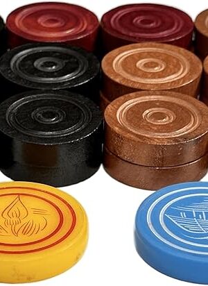 The Professional Carrom Board Game International Champion Wooden 8mm Coins, Set of 24 Coins with 2 Striker Included