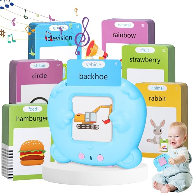 The Kids Toddler Talking Flash Cards with 224 Sight Words,Montessori Toys,Speech Therapy,Autism Sensory Toys,Learning Educational Gifts for Age 2 3 4 5 Years Old Boys and Girls (Blue)