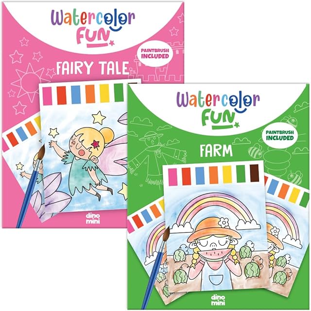 The Watercolor Fun Value Pack - 2 Paint with Water Kits for Toddlers - Water Painting for Toddlers - Travel Activities for Kids Ages 4-8 - Screen Free Birthday Gifts (Farm - Fairy Tale)