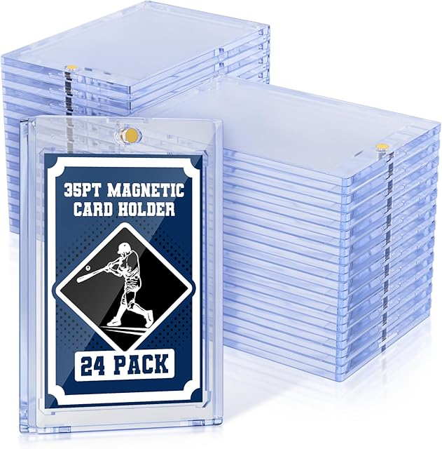 The 35pt Magnetic Card Holder for Trading Cards, Baseball Cards Protectors Hard Plastic Fit for MTG, Trading Card Holder for Sports Cards, Board Game Cards Standard Clear Magnetic Card Case… (24)