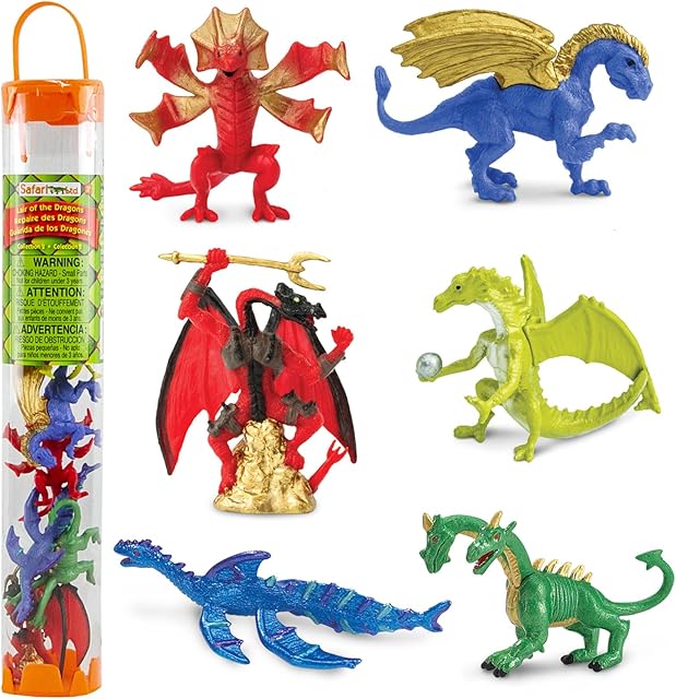 The Safari Ltd. Lair Of The Dragons Collection 2 Designer Toob - 6 Miniature Dragon Figures for Fantasy Themed Play, Boys, Girls & Kids Ages 3+