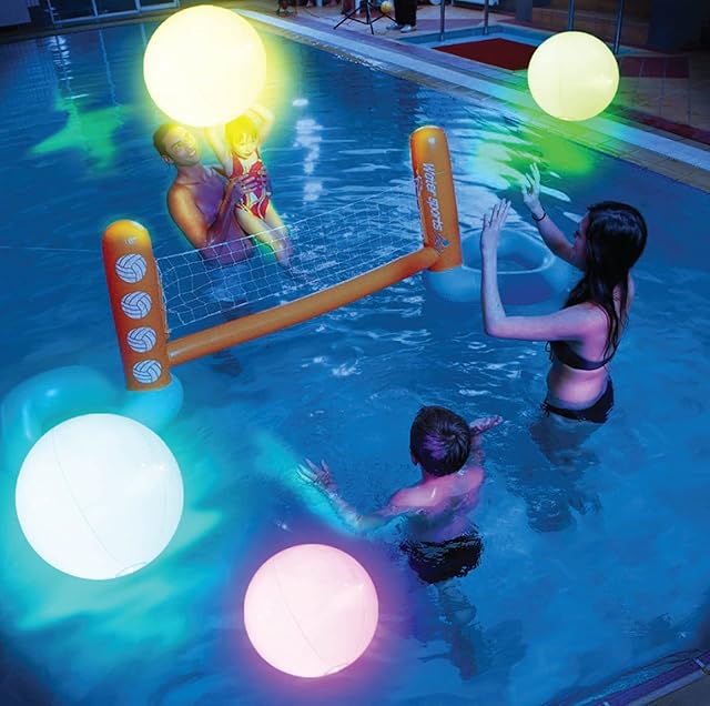 The Pool Toys - 4/8 Pack Light Up Beach Balls for Kids w/ 8 Light Modes, Pool Beach Games Balls for Outdoor or Indoor Activities, Glow in The Dark Pool Beach Decorations for Kids and Adults