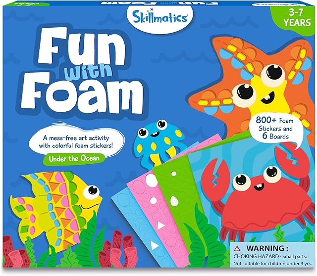 The Skillmatics Foam Sticker Art Activity - Under The Ocean, Mess-Free Fun for Kids, 800+ 3D Foam Stickers, DIY Felt Craft Kits, Gifts for Girls & Boys Ages 3, 4, 5, 6, 7