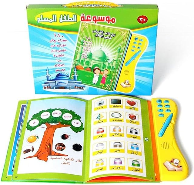 The Kids Learning Educational Toy Electronic Smart Book Touch and Learn Arabic Language Toys Multi-Functional Reading Cognitive Games Toys with Learning Pen for Toddlers Boys Girls