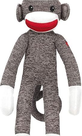 The Plushland Brown Original Sock Monkey, Adorable Hand Knitted Stuffed Animal Toy Gift-for Kids, Babies, Teens, Girls and Boys Baby Doll Present Puppet 20 Inches