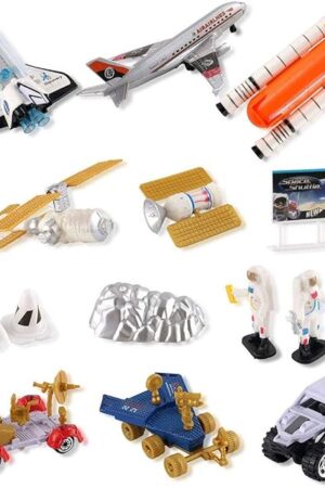 The PowerTRC Diecast Space Shuttle Toy for Kids, Rocket Ship Pretend Play Toys, Astronaut Planet Exploration Space Station Play Set Science Toy for Kids Boys Girls Ages 3 4 5 6 7 8 9 Years Old Fun Gift