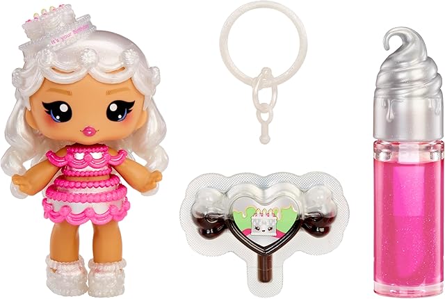 The Yummiland Lip Gloss Doll: Sour Sweeties - Misty Cakes Includes DIY Lip Gloss + Removable Keychain, Cosmetic Play, Collectible, Ages 4+