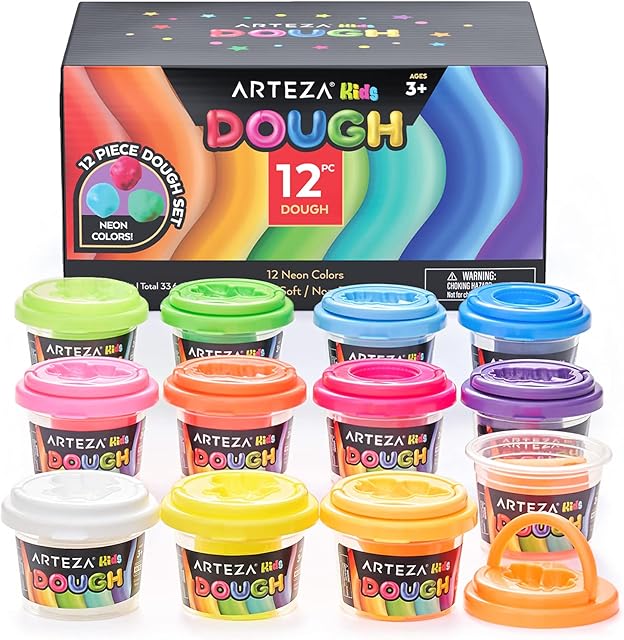 The Arteza Kids Arteza Dough in TUBS, Neon Colors