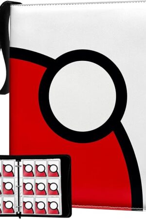 The Premium Trading Card Binder with Zipper – Holds 900 Cards, PU Leather, 9-Pocket Double-Sided Sleeves (50 Sheets) – Velvet Liner, Handle for Easy Carry.