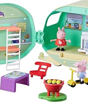 The Peppa Pig Caravan Playset for Girls and Boys, 3 Figures, 6 Accessories, Preschool Toys, Kids Gifts, Ages 3+
