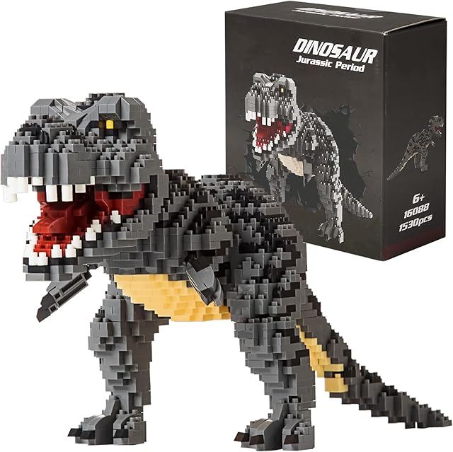 The Jurassic Dinosaur Micro Building Blocks, 1530pcs Velociraptor Tyrannosaurus Rex DIY Mini Diamond Blocks Bricks Toy Dinosaur for Boys Age 8-12 9 10 11 12 13 14 15 16 Teens Adults