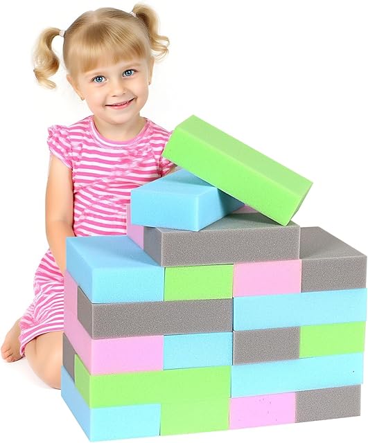 The 24PCS Foam Building Soft Blocks Soft Stacking Blocks Set for Kids,8" x 4" x 2" Protective Gymnastics Blocks Colorful Foam Bricks for Sensory Play