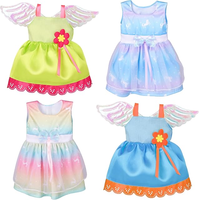 The BABESIDE 4 Pcs Reborn Baby Doll Clothes Set, Unicorn Outfit with Angel Wings for 18 Inch Dolls, Cute Babydoll Clothes, Reborn Baby Doll Accessories, for Girls