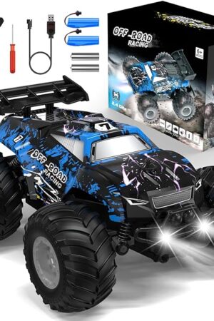 The Remote Control Car, All-Terrain Remote Control Truck for Boys, Rechargeable Rc Truck with LED, 1:20, 10KM/H, 2 Motors, 2.4GHZ, Speed Friendly, Sturdy, Rc Cars for Christmas, Kids, Beginner