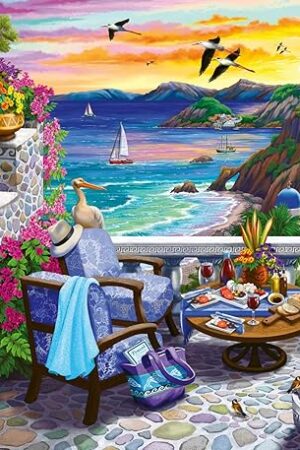 The Ravensburger Santorini Sunset Puzzle - 300 Piece Large Format | Unique Softclick Technology | Vibrant, Glare-Free Imagery | Durable & Eco-Friendly | Ideal for All Ages