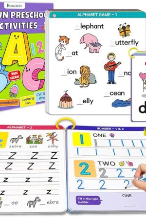 The Preschool Learning Activities - Reusable Handwriting Tracing Books for Kids, PreK Kindergarten Workbooks, CVC Word Game, Numbers & Alphabet Educational Learning Toys for 3, 4, 5, 6 Year Old