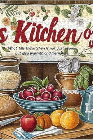 The PICKFORU Cozy Kitchen Puzzles for Adults 1000 Pieces, Vintage Spice Spoons Food Jigsaw Puzzles, Challenging Impossible Hard Retro Scene Theme as Art Decor