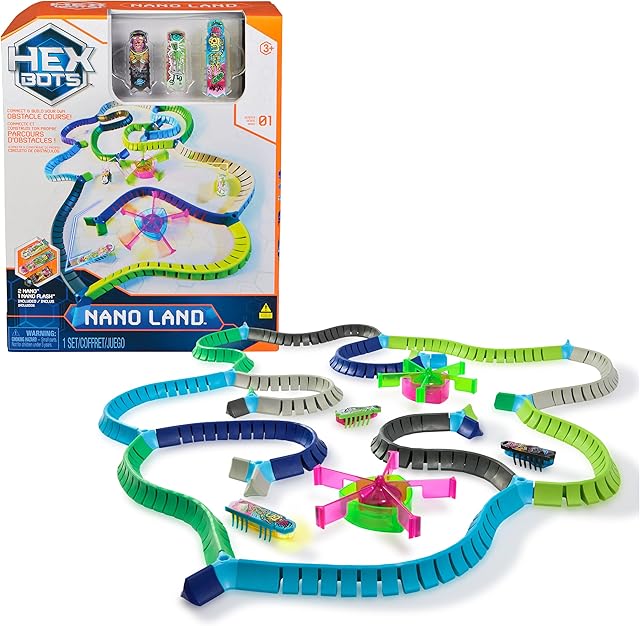 The HEX BOTS Nano Land, Sensory Toys for Kids & Cats with Over 40 Pieces & 3 Nano Bots, Toy Playsets & Mini Robot Toy for Kids Ages 3 & Up, Batteries Included