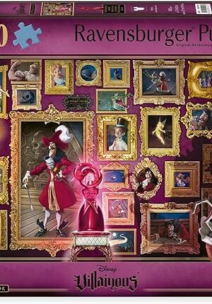 The Ravensburger Disney Villainous: Captain Hook and Figurine 1000 Piece Jigsaw Puzzle for Adults - 12001107 - Handcrafted Tooling, Made in Germany, Every Piece Fits Together Perfectly
