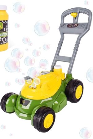 The John Deere Bubble Lawn Mower for Toddlers, Bubble Blowing Machines, Indoor and Outdoor Gardening Toy, Birthday, Party Favor for Preschool Girls and Boys, No Batteries Required, 2+