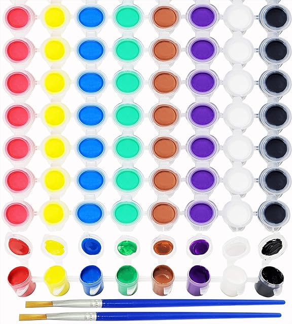 The Acrylic Paint Strips For Kids&Adults,Bulk Set of 12 Washable Filled Paint Sets in 8 Colors,With 12 Paintbrushes,Painting Art Supplies Craft Paint Pots for Home Birthday Party Favors (Brown Purple)