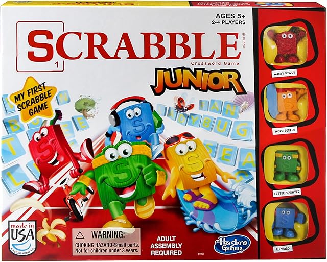 The Hasbro Gaming Scrabble Junior Board Game | 2-4 Players | Family Educational Word Games for Kids | Back to School Gifts for Classroom | Ages 5+