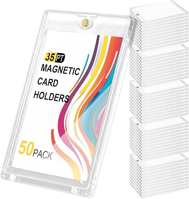 The 50pcs 35pt Magnetic Card Holder,Magnetic Card Holders for Trading Cards,one Touch Card Holder,Magnetic Card case,Card Protectors Hard Plastic,for Card Cases for Sports Cards(4.33 × 2.87 inches)